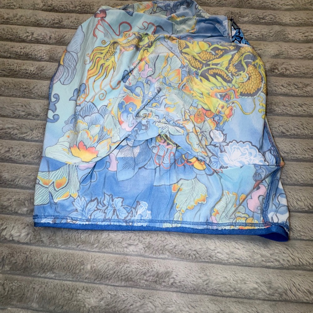 Natori Womens Small Blue Japanese Dragon Racerback‎ Tank Top Built-in-Bra Y2K - Picture 7 of 10